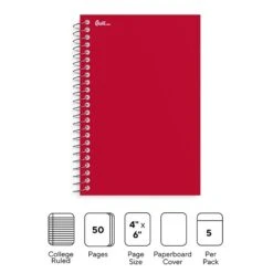 Quill Brand® Memo Books, 4" X 6", College Ruled, Assorted Colors, 50 Sheets/Pad, 5 Pads/Pack (TR11495)