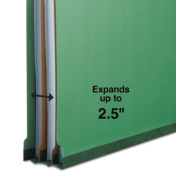 Quill Brand® End-Tab Partition Folders, 2 Partitions, 6 Fasteners, Emerald Green, Legal, 15/Box (749034) 5 Quill Brand® End-Tab Partition Folders, 2 Partitions, 6 Fasteners, Emerald Green, Legal, 15/Box (749034) - Image 3