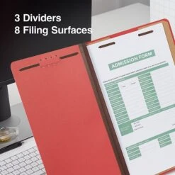 Quill Brand® 2/5-Cut Tab Pressboard Classification File Folders, 3-Partitions, 8-Fasteners, Legal, Red, 15/Bx (7-45030) -Office Essentials Shop 0FE14477 CE87 4114 91AA73B1E69D08F5 s7