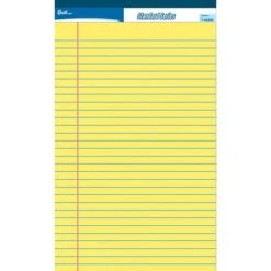 Quill Brand® Standard Series Legal Pad, 5" X 8", Wide Ruled, Canary Yellow, 50 Sheets/Pad, 12 Pads/Pack, 6 Packs/Carton