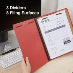 Quill Brand® 2/5-Cut Tab Pressboard Classification File Folders, 3-Partitions, 8-Fasteners, Letter, Red, 15/Box (744030) -Office Essentials Shop 1226C4F0 BCD8 47ED B1608E091A4DCA93 s7