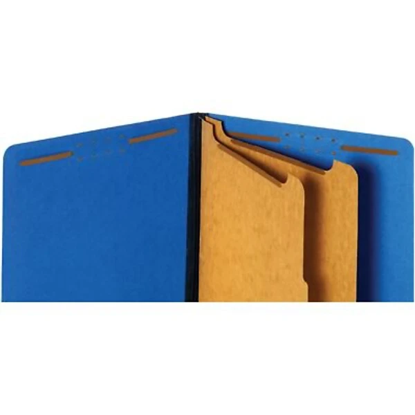 Quill Brand® End-Tab Partition Folders, 2 Partitions, 6 Fasteners, Cobalt Blue, Letter, 15/Box (748026) 4 Quill Brand® End-Tab Partition Folders, 2 Partitions, 6 Fasteners, Cobalt Blue, Letter, 15/Box (748026) - Image 2