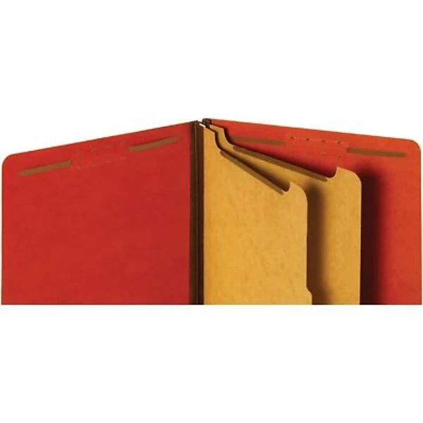 Quill Brand® End-Tab Partition Folders, 2 Partitions, 6 Fasteners, Chestnut Brown, Letter, 15/Box (748036) 4 Quill Brand® End-Tab Partition Folders, 2 Partitions, 6 Fasteners, Chestnut Brown, Letter, 15/Box (748036) - Image 2