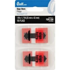 Quill Brand® Sign Here Flags , 1" Wide, Red, 100 Flags/Pack (7QFL1SH)