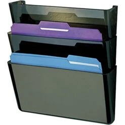 Quill Brand® 3-Pocket Plastic Letter Size Wall Pockets, Smoke (736901)