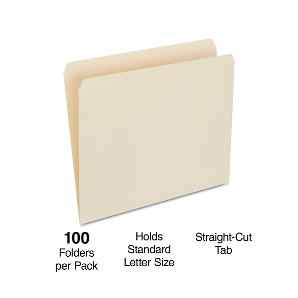 Quill Brand® File Folders, Straight Cut, Letter Size, Manila, 100/Box (740133) 3 Quill Brand® File Folders, Straight Cut, Letter Size, Manila, 100/Box (740133)
