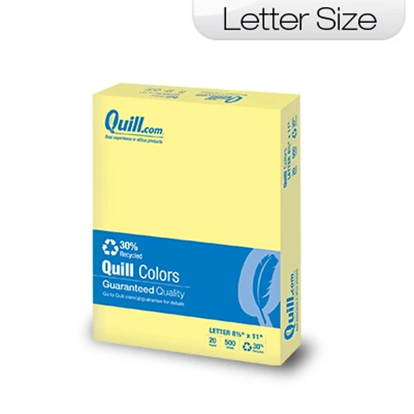 Quill Brand® 30% Recycled Multipurpose Paper, 20 Lbs., 8.5" X 11", Canary Yellow, 500 Sheets/Ream (720563) 3 Quill Brand® 30% Recycled Multipurpose Paper, 20 Lbs., 8.5" X 11", Canary Yellow, 500 Sheets/Ream (720563)