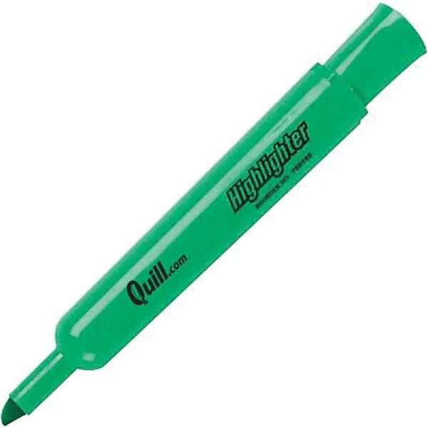 Quill Brand® Tank Style Highlighters, Chisel Tip, Fluorescent Green, Dozen (12284-QCC) 3 Quill Brand® Tank Style Highlighters, Chisel Tip, Fluorescent Green, Dozen (12284-QCC)