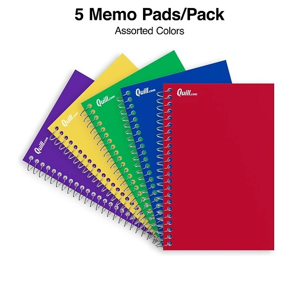 Quill Brand® Memo Books, 4" X 6", College Ruled, Assorted Colors, 50 Sheets/Pad, 5 Pads/Pack (TR11495) 5 Quill Brand® Memo Books, 4" X 6", College Ruled, Assorted Colors, 50 Sheets/Pad, 5 Pads/Pack (TR11495) - Image 3