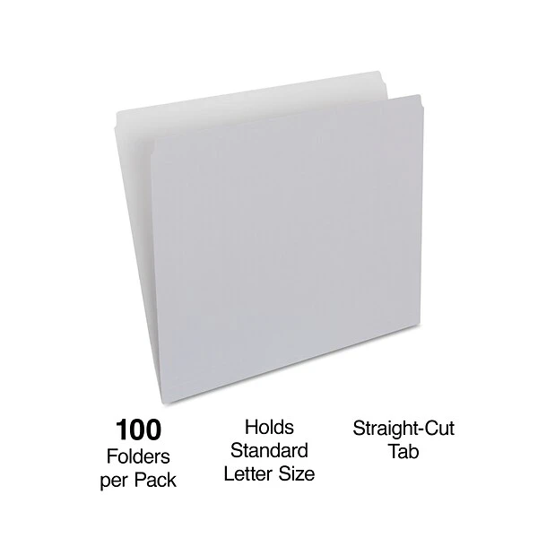 Quill Brand® File Folders, Straight-Cut, Letter Size, Gray, 100/Box (7409GY) 3 Quill Brand® File Folders, Straight-Cut, Letter Size, Gray, 100/Box (7409GY)