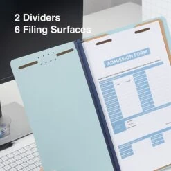 Quill Brand® Recycled Pressboard Classification Folders, 2-Partitions, 6-Fasteners, Legal, Lt Blue, 15/Box (761903) -Office Essentials Shop 2A0BEE29 176D 4500 9F4FB7E264D55A2B s7