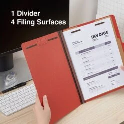 Quill Brand® 2/5-Cut Tab Pressboard Classification File Folders, 1-Partition, 4-Fasteners, Letter, Brown, 15/Box (7-46036) -Office Essentials Shop 2AAD0F3B DF0D 462E 977E2D5A89725F83 s7