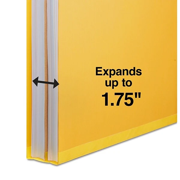 Quill Brand® 2/5-Cut Tab Pressboard Classification File Folders, 1-Partition, 4-Fasteners, Letter, Yellow, 15/Box (746038) 6 Quill Brand® 2/5-Cut Tab Pressboard Classification File Folders, 1-Partition, 4-Fasteners, Letter, Yellow, 15/Box (746038) - Image 4