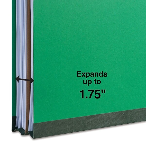 Quill Brand® 2/5-Cut Tab Pressboard Classification File Folders, 1-Partition, 4-Fasteners, Letter, Green, 15/Box (746034) 5 Quill Brand® 2/5-Cut Tab Pressboard Classification File Folders, 1-Partition, 4-Fasteners, Letter, Green, 15/Box (746034) - Image 3