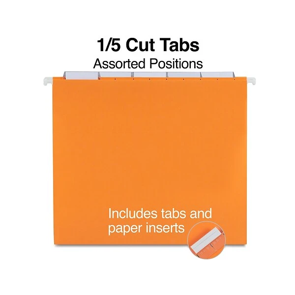 Quill Brand® Reinforced 5-Tab Box Bottom Hanging File Folders, 2" Expansion, Letter Size, Assorted, 25/Box (730053AD) 4 Quill Brand® Reinforced 5-Tab Box Bottom Hanging File Folders, 2" Expansion, Letter Size, Assorted, 25/Box (730053AD) - Image 2