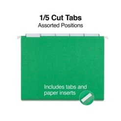 Quill Brand® Hanging File Folders, 1/5-Cut, Letter Size, Green, 25/Box (7387QGR) -Office Essentials Shop 42C30E9D 4614 493D 94081FBDD7910544 s7