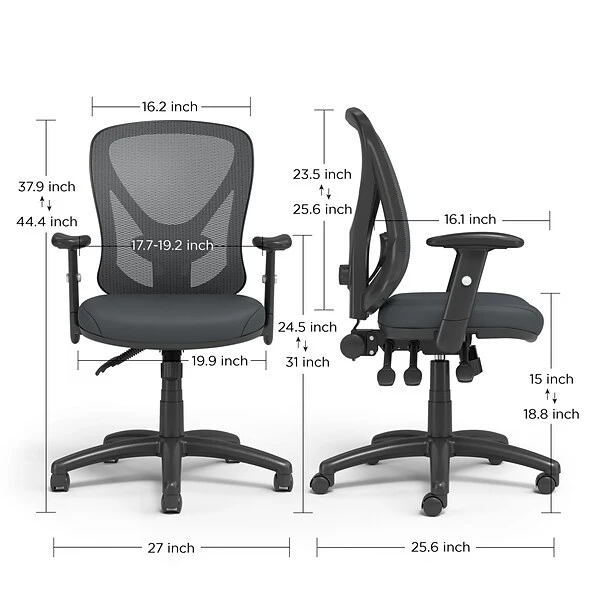 Quill Brand® Carder Mesh Back Fabric Computer And Desk Chair, Black (24115-CC) 8 Quill Brand® Carder Mesh Back Fabric Computer And Desk Chair, Black (24115-CC) - Image 6