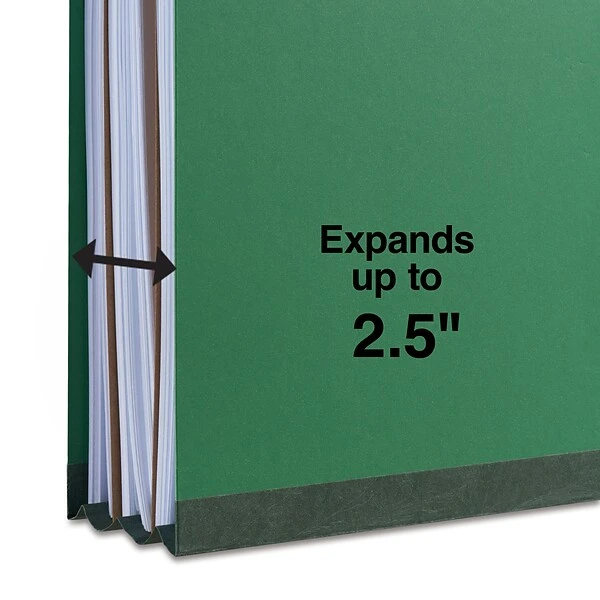 Quill Brand® 2/5-Cut Tab Pressboard Classification File Folders, 2-Partitions, 6-Fasteners, Legal, Green, 15/Box (739034) 5 Quill Brand® 2/5-Cut Tab Pressboard Classification File Folders, 2-Partitions, 6-Fasteners, Legal, Green, 15/Box (739034) - Image 3