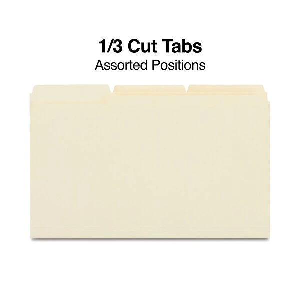 Quill Brand® 2-Ply File Folders, Assorted Tabs, 1/3-Cut, Legal Size, Manila, 100/Box (770137) 4 Quill Brand® 2-Ply File Folders, Assorted Tabs, 1/3-Cut, Legal Size, Manila, 100/Box (770137) - Image 2