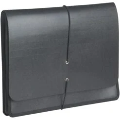 Quill Brand® Poly Expanding Wallet, Flap And Cord Closure, Letter Size, Black (11412-QL)