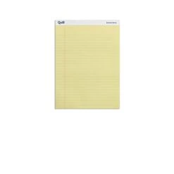 Quill Brand® Standard Series Legal Pad, 8-1/2" X 11", Wide Ruled, Canary Yellow, 50 Sheets/Pad, 12 Pads/Pack (740022)