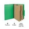 Quill Brand® 2/5-Cut Tab Pressboard Classification File Folders, 3-Partitions, 8-Fasteners, Legal, Green, 15/Box (745034) -Office Essentials Shop 5CDE3FF7 8C5B 41FC 87F4C157B087ED56 s7