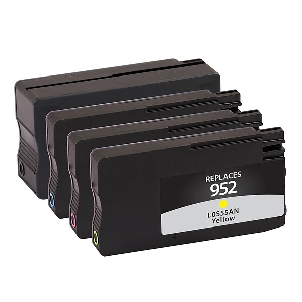 Quill Remanufactured Black/Cyan/Magenta/Yellow High Yield Ink Cartridge Replacements For HP 952/952XL, 4/Pack 3 Quill Remanufactured Black/Cyan/Magenta/Yellow High Yield Ink Cartridge Replacements For HP 952/952XL, 4/Pack