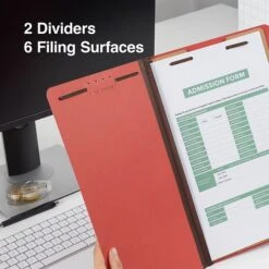 Quill Brand® 2/5-Cut Tab Pressboard Classification File Folders, 2-Partitions, 6-Fasteners, Legal, Brown, 15/Box (7-39036) -Office Essentials Shop 63ABE6A4 19DE 41E2 80EC6815071E5F51 s7