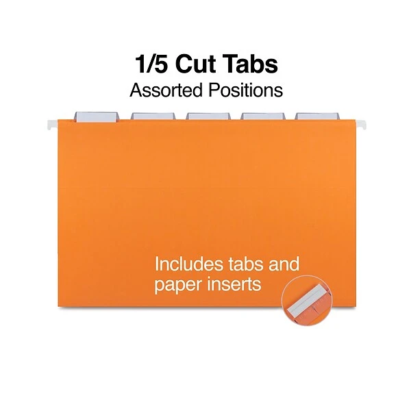 Quill Brand® Hanging File Folders, 1/5-Cut, Legal Size, Assorted, 25/Box (7389QAD) 4 Quill Brand® Hanging File Folders, 1/5-Cut, Legal Size, Assorted, 25/Box (7389QAD) - Image 2