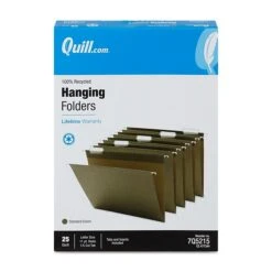 Quill Brand® 100% Recycled Hanging File Folders; 1/5-Cut, Letter Size, Green, 25/Box (7Q5215) -Office Essentials Shop 656C1E3B CC39 4DB4 9285A016AFA5ED94 s7