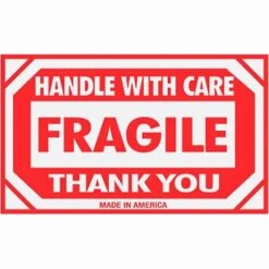 Shipping & Pallet Labels; 3x5" "Handle With Care Fragile Thank You", 500 Labels/Roll