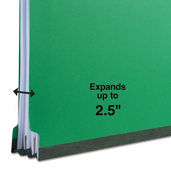 Quill Brand® End-Tab Partition Folders, 2 Partitions, 6 Fasteners, Emerald Green, Letter, 15/Box (748034) 4 Quill Brand® End-Tab Partition Folders, 2 Partitions, 6 Fasteners, Emerald Green, Letter, 15/Box (748034) - Image 2