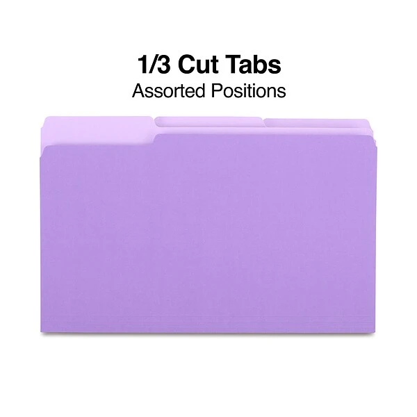 Quill Brand® File Folders, Assorted Tabs, 1/3-Cut, Legal, Violet, 100/Box (741013VT) 4 Quill Brand® File Folders, Assorted Tabs, 1/3-Cut, Legal, Violet, 100/Box (741013VT) - Image 2