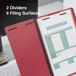 Quill Brand® 2/5-Cut Tab Pressboard Classification File Folders, 2-Partitions, 6-Fasteners, Legal, Red, 15/Box (739030) -Office Essentials Shop 788A85AE BD78 4DFF A0B35D8AAA38979E s7