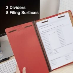 Quill Brand® 2/5-Cut Tab Pressboard Classification File Folders, 3-Partitions, 8-Fasteners, Letter, Brown, 15/Box (744036) -Office Essentials Shop 7D3CC2A6 6FB9 4F9F 968348DFE86A645D s7