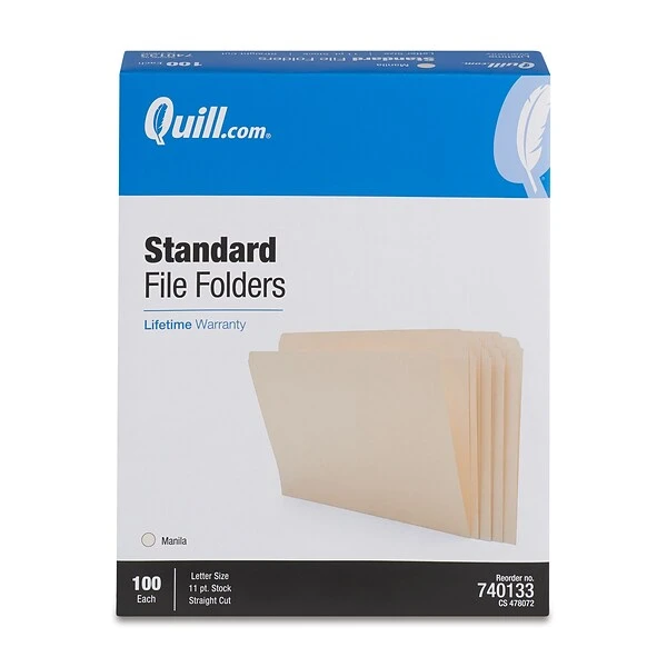 Quill Brand® File Folders, Straight Cut, Letter Size, Manila, 100/Box (740133) 5 Quill Brand® File Folders, Straight Cut, Letter Size, Manila, 100/Box (740133) - Image 3