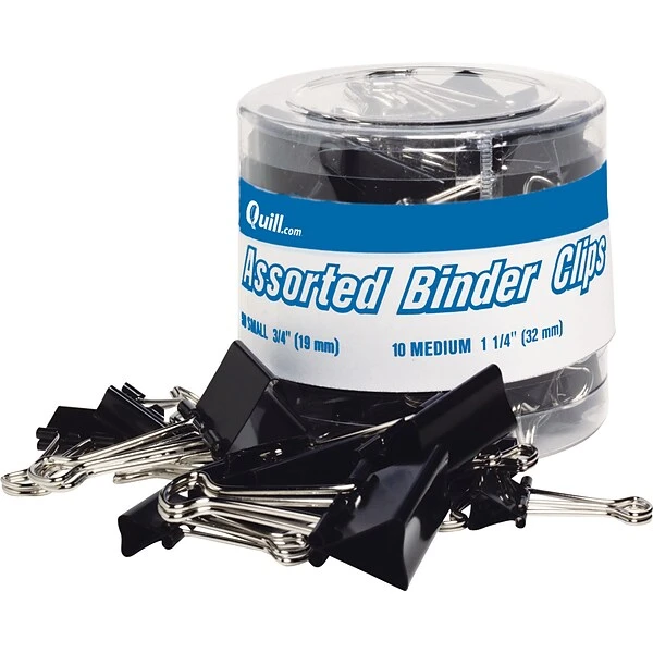 Quill Brand® Assorted Small/Medium Binder Clips, Black, 60/Pack (11508QL) 3 Quill Brand® Assorted Small/Medium Binder Clips, Black, 60/Pack (11508QL)