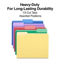 Quill Brand® Heavy-Duty File Folders, Assorted Tabs, 1/3-Cut, Letter Size, Assorted Colors, 50/Box (75000AD) 6 Quill Brand® Heavy-Duty File Folders, Assorted Tabs, 1/3-Cut, Letter Size, Assorted Colors, 50/Box (75000AD) -Office Essentials Shop 913B412F 6F4D 4713 B10A4949608EDA12 s7