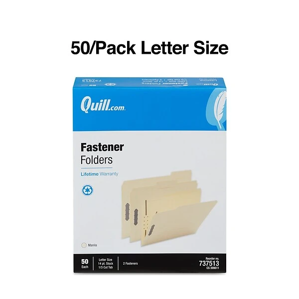 Quill Brand® Heavy-Duty Reinforced Assorted Tabs 2-Fastener Folders, Letter, Manila, 50/Box (737513) 4 Quill Brand® Heavy-Duty Reinforced Assorted Tabs 2-Fastener Folders, Letter, Manila, 50/Box (737513) - Image 2