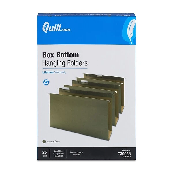 Quill Brand® Reinforced 5-Tab Box Bottom Hanging File Folders, 3" Expansion, Legal Size, Dark Green, 25/Box (730056) 6 Quill Brand® Reinforced 5-Tab Box Bottom Hanging File Folders, 3" Expansion, Legal Size, Dark Green, 25/Box (730056) - Image 4