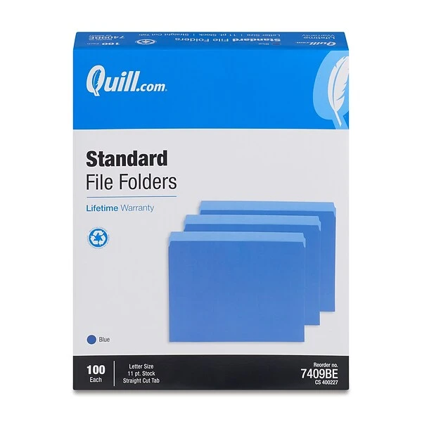 Quill Brand® File Folders, Straight-Cut, Letter Size, Blue, 100/Box (7409BE) 4 Quill Brand® File Folders, Straight-Cut, Letter Size, Blue, 100/Box (7409BE) - Image 2