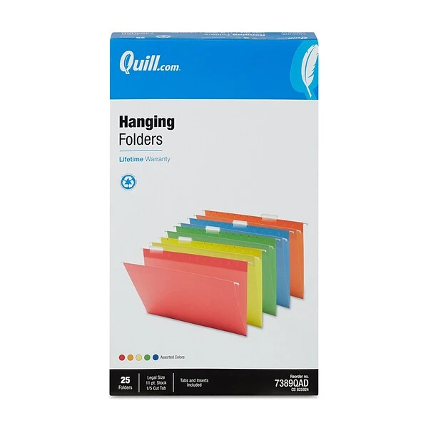Quill Brand® Hanging File Folders, 1/5-Cut, Legal Size, Assorted, 25/Box (7389QAD) 6 Quill Brand® Hanging File Folders, 1/5-Cut, Legal Size, Assorted, 25/Box (7389QAD) - Image 4