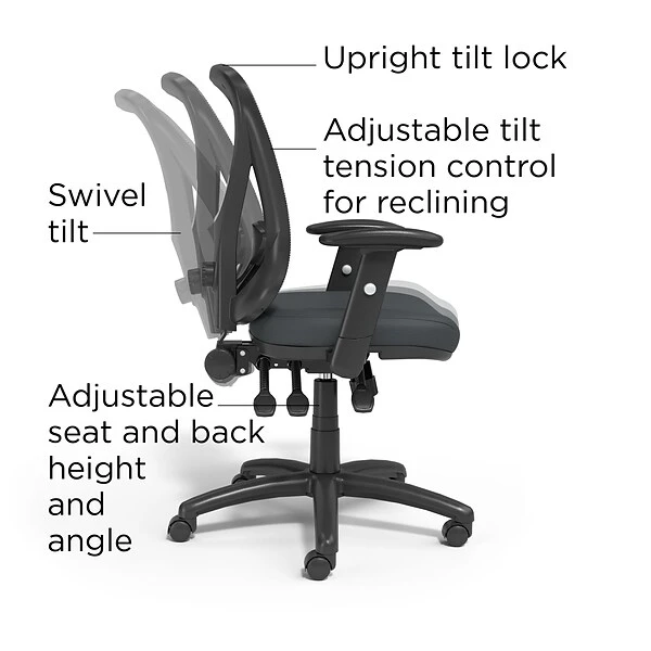Quill Brand® Carder Mesh Back Fabric Computer And Desk Chair, Black (24115-CC) 4 Quill Brand® Carder Mesh Back Fabric Computer And Desk Chair, Black (24115-CC) - Image 2