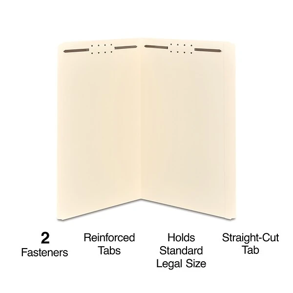 Quill Brand® Heavy-Duty Reinforced Straight Cut 2-Fastener File Folders, Legal, Manila, 50/Box (737523) 3 Quill Brand® Heavy-Duty Reinforced Straight Cut 2-Fastener File Folders, Legal, Manila, 50/Box (737523)