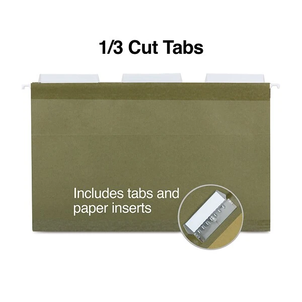 Quill Brand® Premium Reinforced 100% Recycled Hanging File Folders, 1/3-Cut, Legal Size, Green, 25/Box (76313P) 4 Quill Brand® Premium Reinforced 100% Recycled Hanging File Folders, 1/3-Cut, Legal Size, Green, 25/Box (76313P) - Image 2