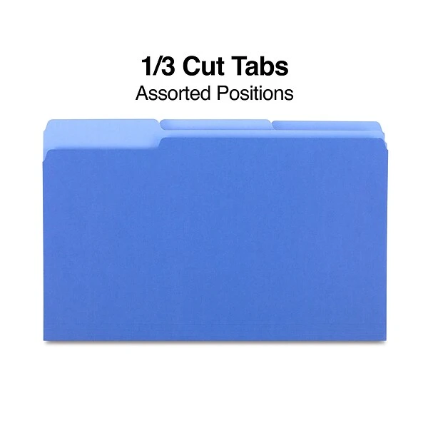 Quill Brand® File Folders, Assorted Tabs, 1/3-Cut, Legal, Blue, 100/Box (741013BE) 4 Quill Brand® File Folders, Assorted Tabs, 1/3-Cut, Legal, Blue, 100/Box (741013BE) - Image 2