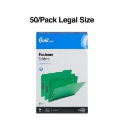 Quill Brand® 1/3-Cut Fastener Folders, 2-Fasteners, Legal, Assorted Tabs, Green, 50/Box (7358GN) -Office Essentials Shop C0BCF8D7 039D 4B5F 904FBA1FD160D53F s7
