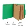 Quill Brand® 2/5-Cut Tab Pressboard Classification File Folders, 3-Partitions, 8-Fasteners, Letter, Green, 15/Box (7-44034) -Office Essentials Shop C4DAC923 0083 4ACB 9DD10B2D4BB731FA s7