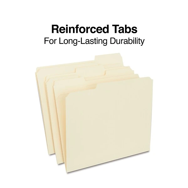 Quill Brand® Premium Reinforced File Folders, Assorted Tabs, 1/3-Cut, Letter Size, Manila, 100/Box (751137) 4 Quill Brand® Premium Reinforced File Folders, Assorted Tabs, 1/3-Cut, Letter Size, Manila, 100/Box (751137) - Image 2