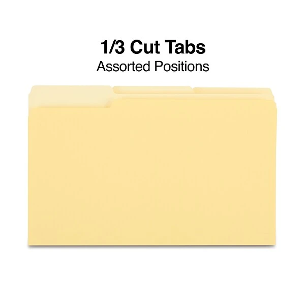 Quill Brand® File Folders, Assorted Tabs, 1/3-Cut, Legal, Yellow, 100/Box (741013YW) 4 Quill Brand® File Folders, Assorted Tabs, 1/3-Cut, Legal, Yellow, 100/Box (741013YW) - Image 2